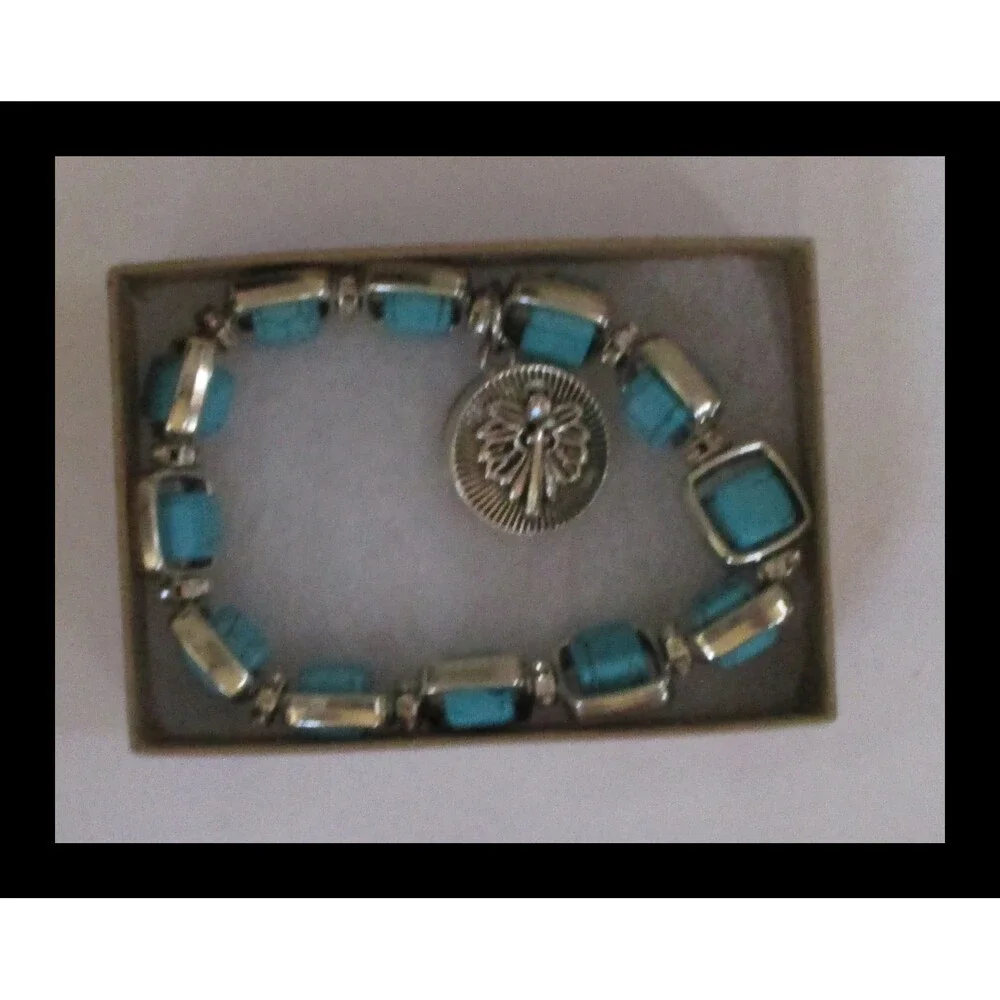 Western Style Stretch Bracelet With Angel Dangle & Rhinestone Accents BR-10